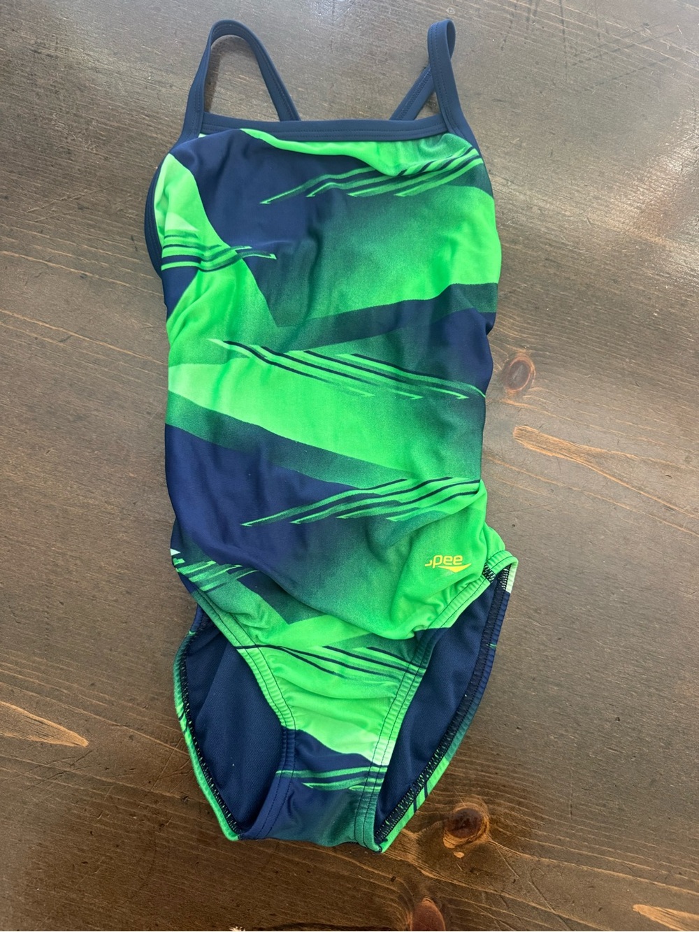 Speedo Green and Navy One-Piece Girls' Swimsuit size 26